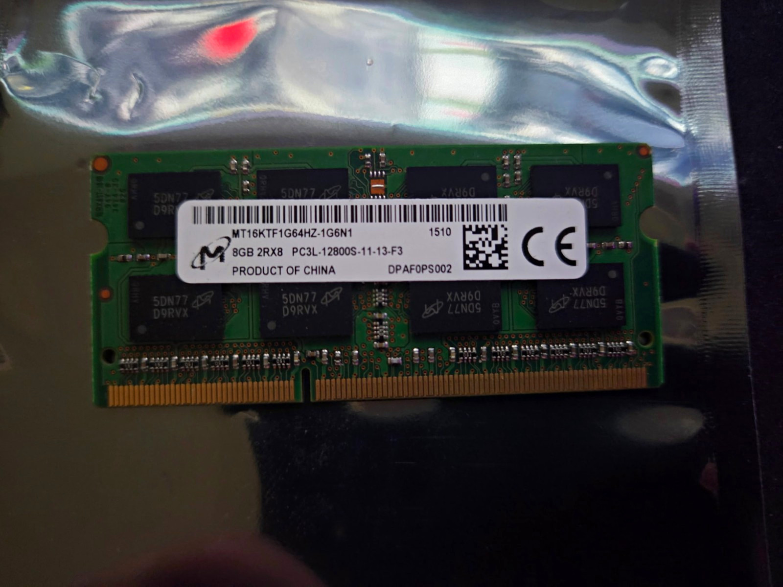 Micron 8GB DDR3L ECC SO-DIMM PC3L-12800S 204-Pin RAM MT16KTF1G64HZ