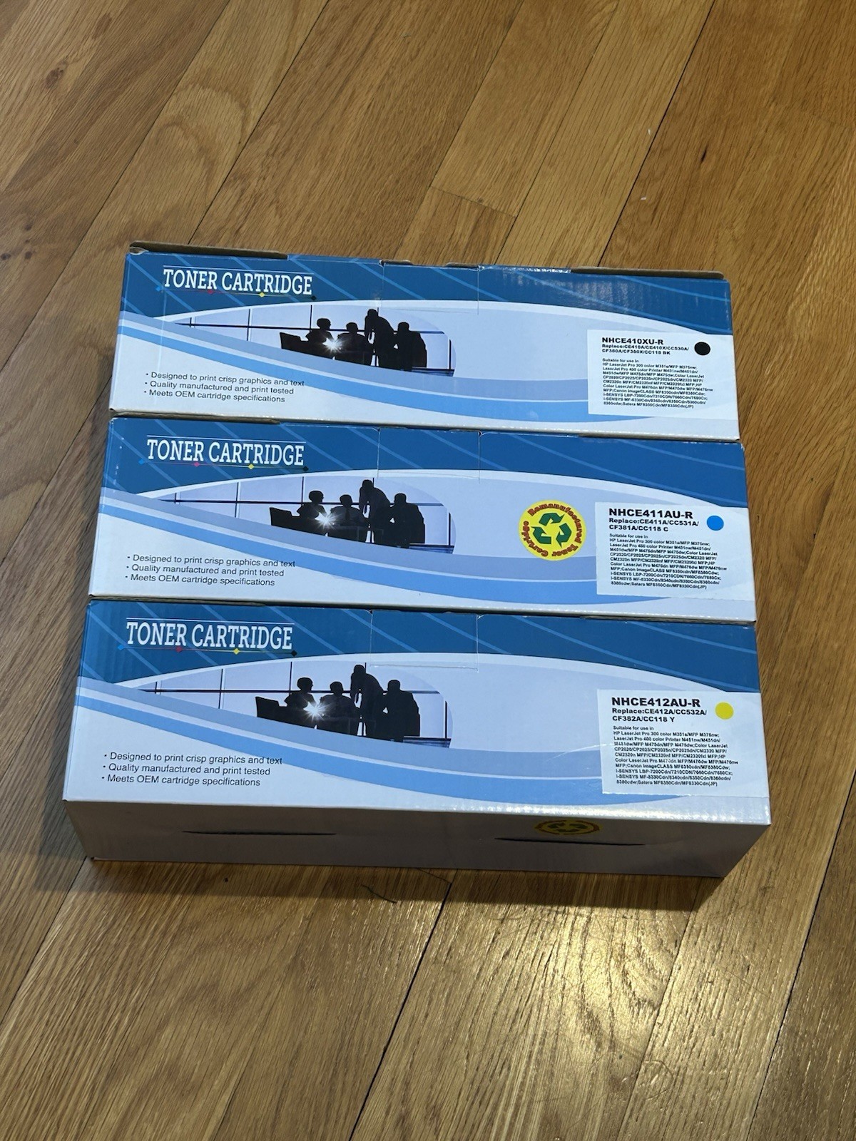 NEW- Set Of 3 - Generic Toner Cartridge Yellow Blue Black NHCE412AU-R