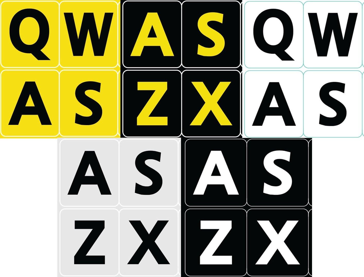 5 Five English US Large Print Bold Letters Keyboard Stickers 5 5 Colors 