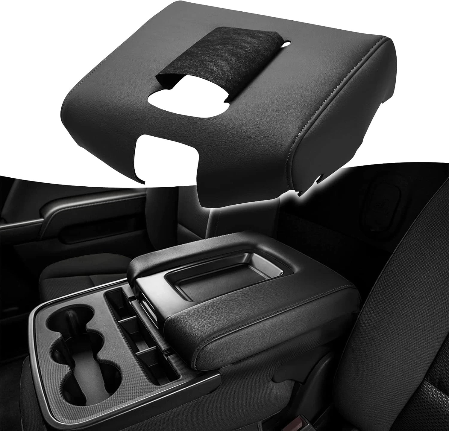 KBH Auto Center Console Jump Seat Console, Silverado Sierra 2014-2018, Black 