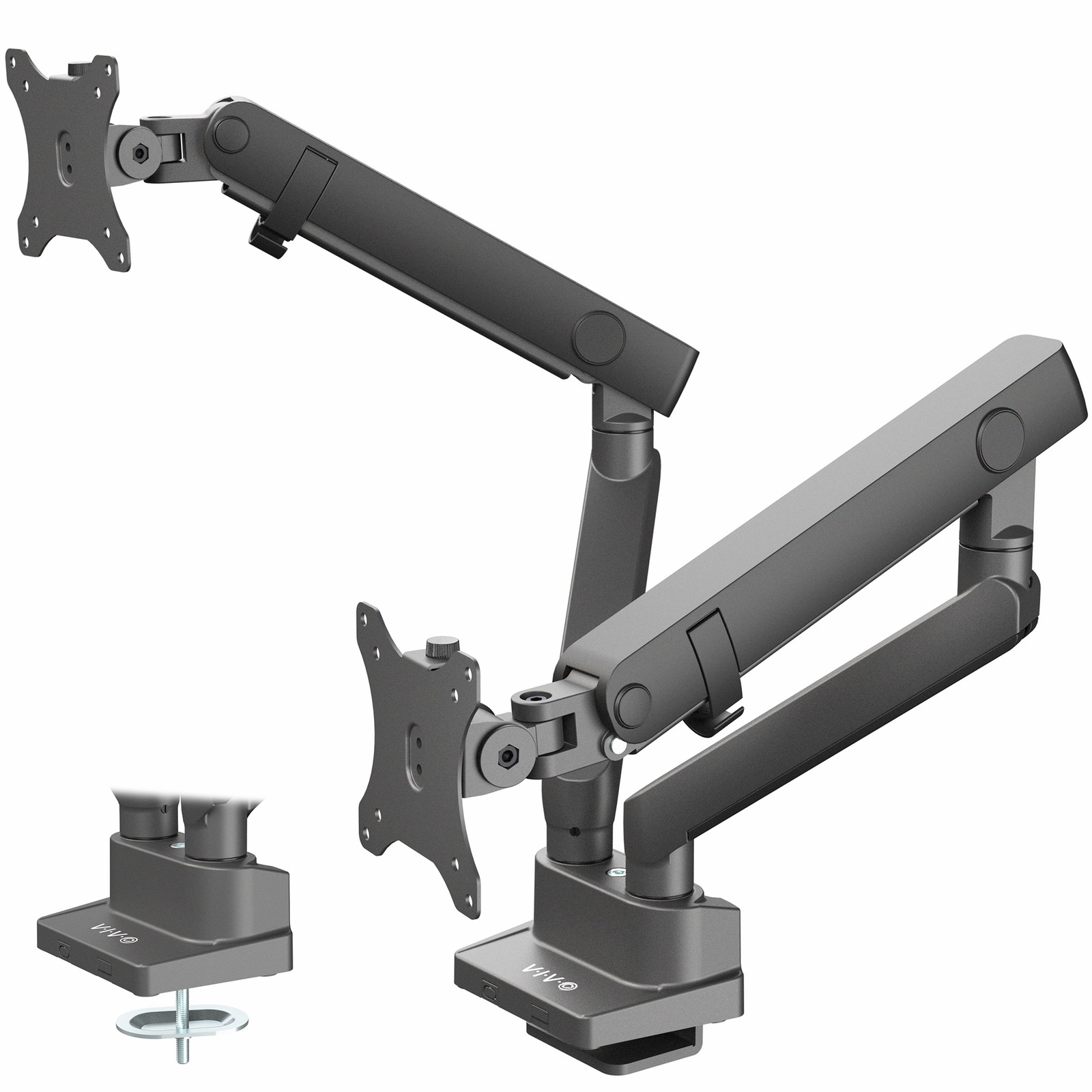 VIVO Premium Aluminum Full Motion Dual Monitor Lift Engine Arm Desk Mount Stand