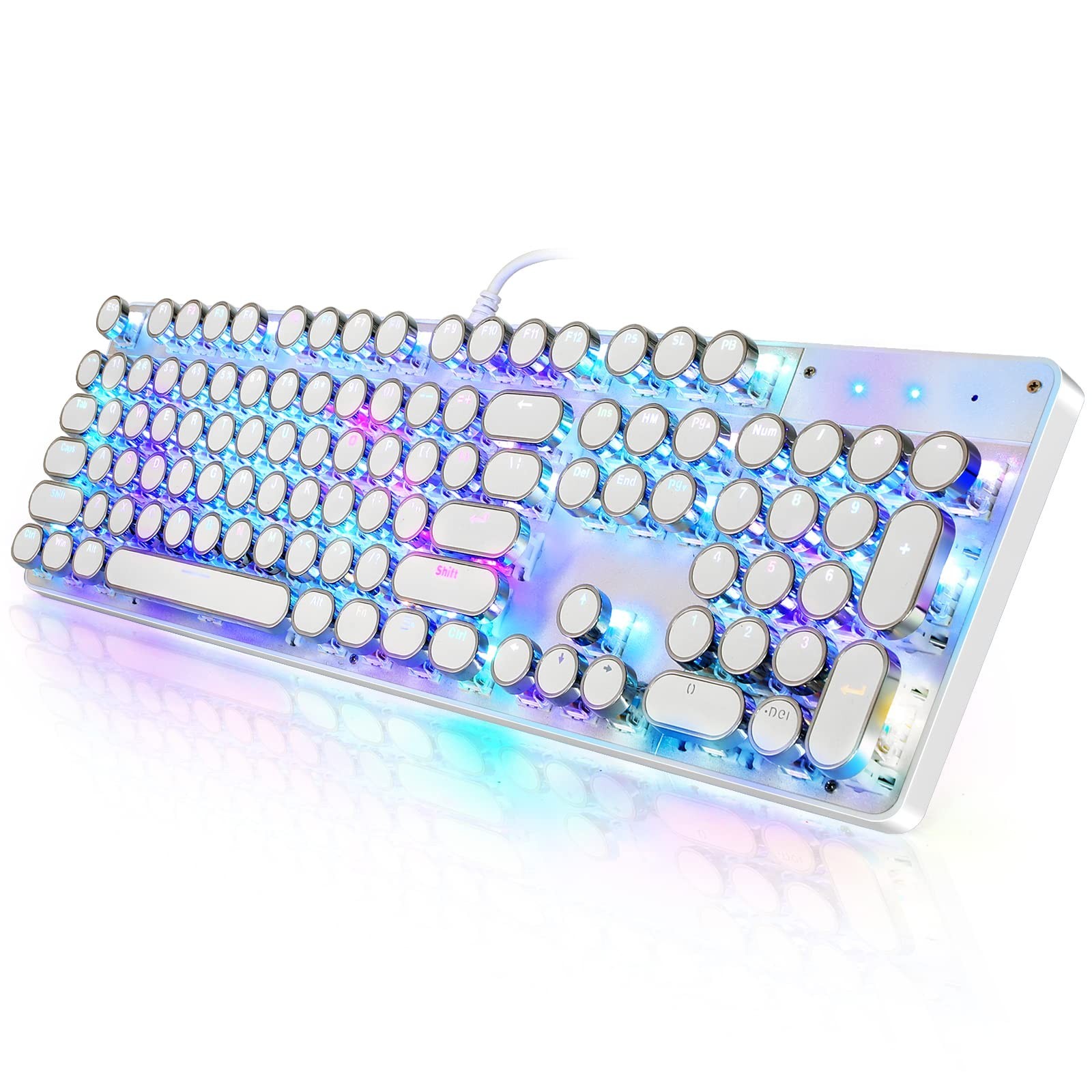 YSCP Typewriter Style Mechanical Gaming Keyboard RGB Backlit Wired with Blue ...