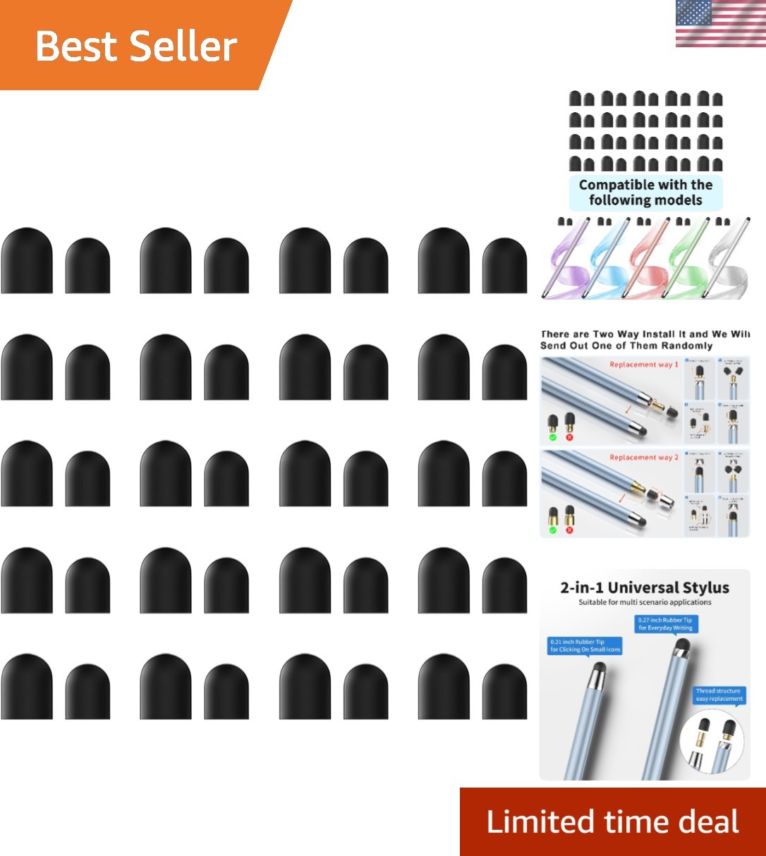 40PCS Replacement Rubber Stylus Tips for Enhanced Precision & Comfort