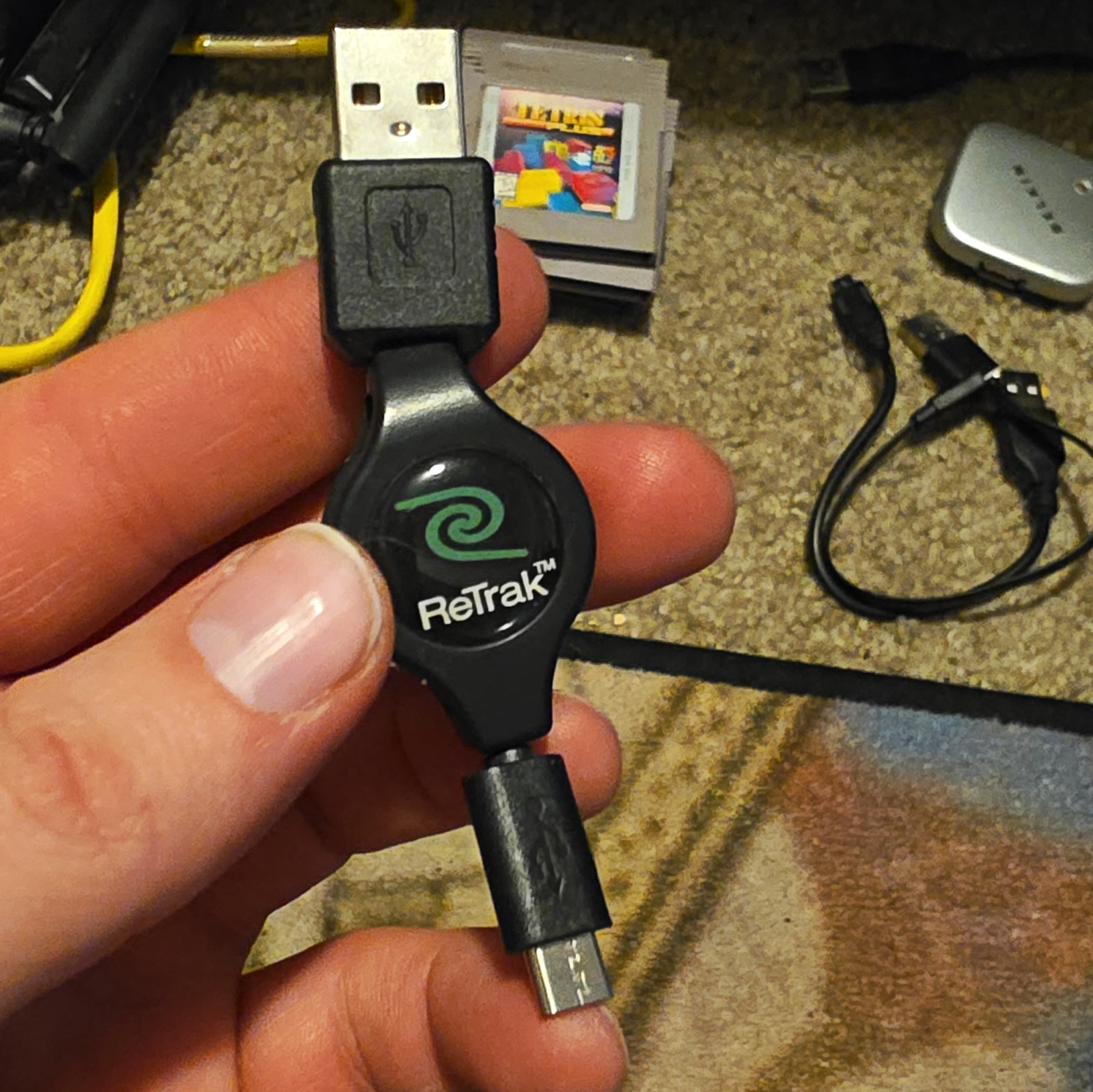 ReTrak USB 2.0 to Micro-USB Retractable Cable Black 3 ft