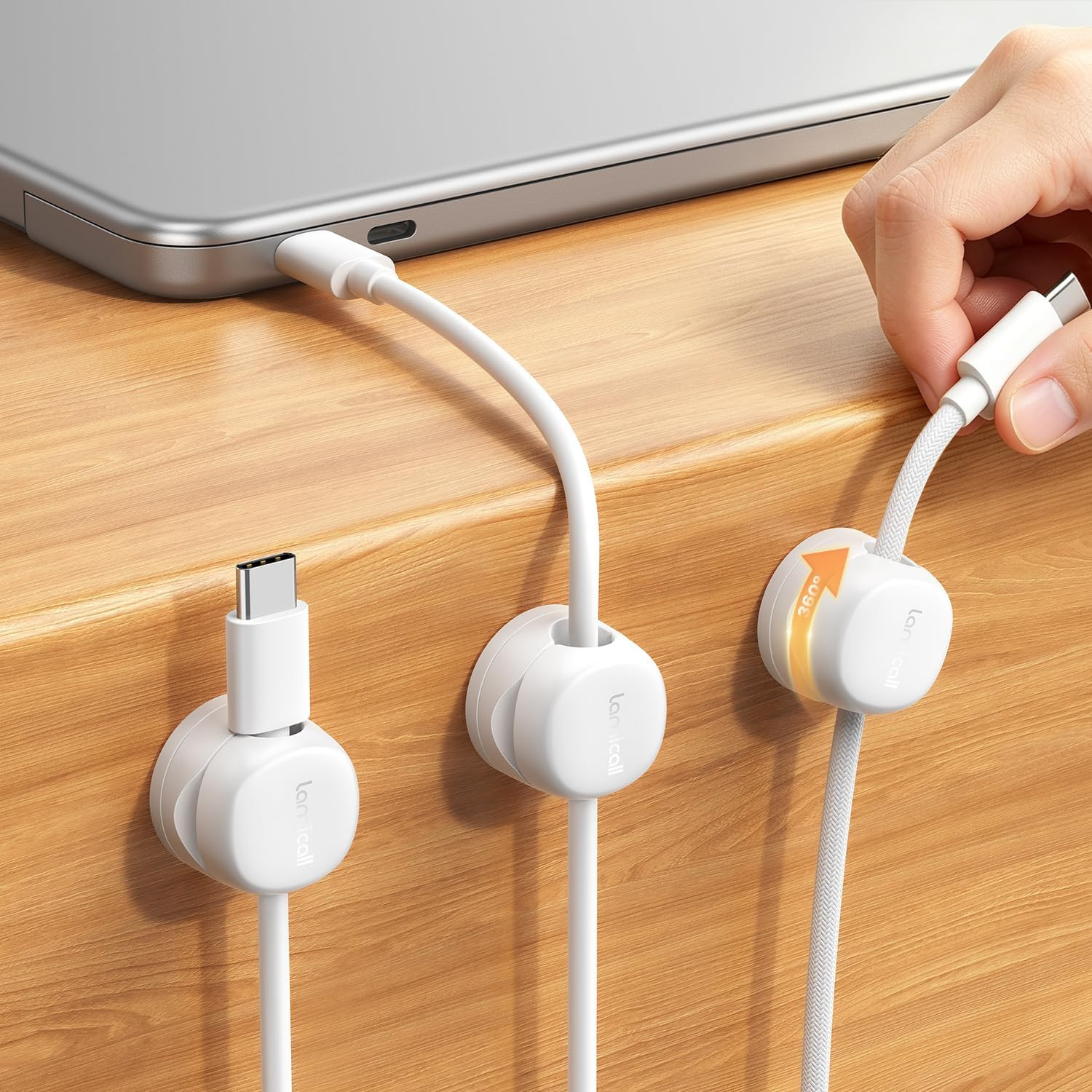 6 Pack Rotating Magnetic Cable Clips, Cord Organizer Holder