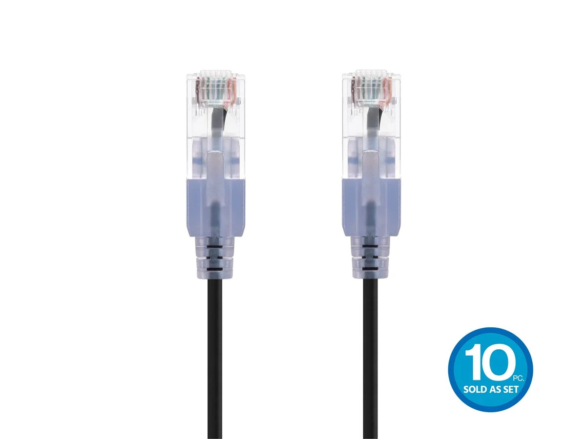 Monoprice Cat6A Ethernet Network Patch Cable - 25 Feet - Black | 10-Pack, 10G