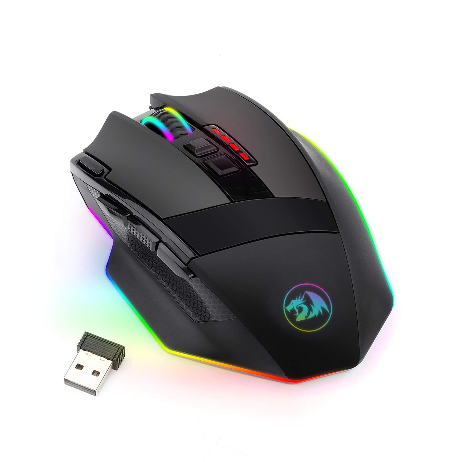 Redragon M801 Wireless Gaming Mouse, Rgb Gaming Mouse With Mmo 9 Progr
