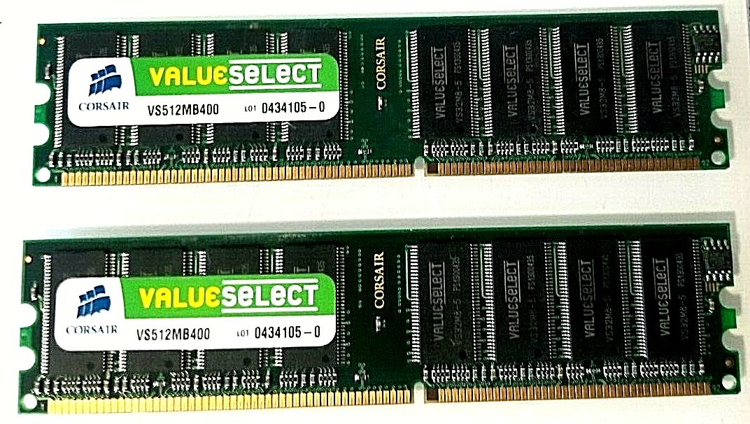 512MB CORSAIR VALUE SELECT VS512MB400 PC3200 DDR-400MHz 184-PIN NON-ECC CL3 RAM