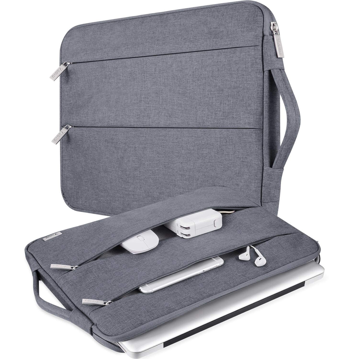 Voova 13.3-13 Inch Laptop Sleeve, MacBook Case，Laptop 12.6-13.6 Inch, Grey