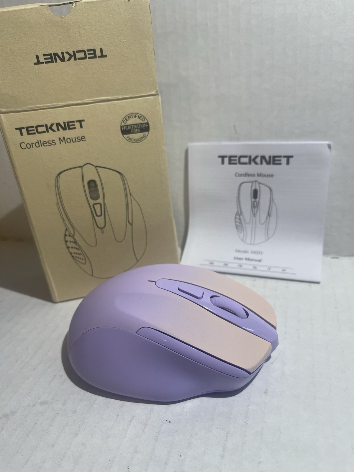 Tecknet Cordless Optical Mouse M003 Wireless Purple open box