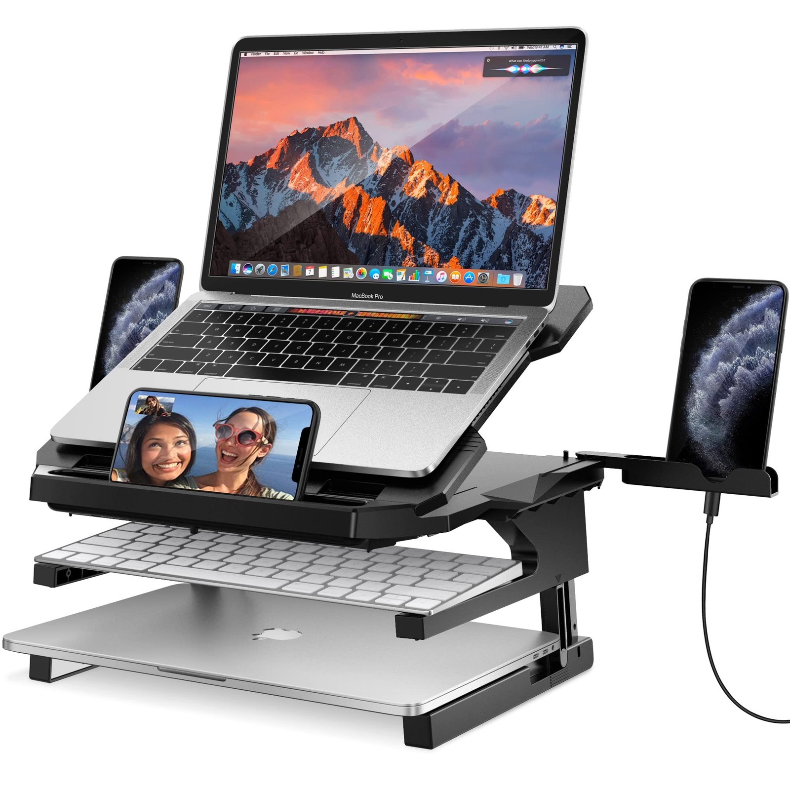 Laptop Stand, 20 Angles Two-Layer Height Adjustable Laptop Stands, Portable L...