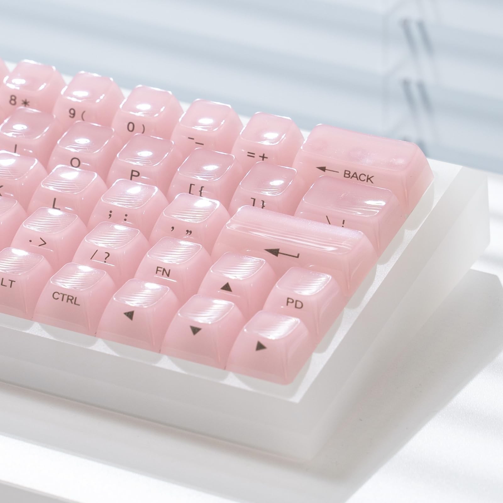Crystal Transparent Keycaps Pink PC MDA Profile 115 Keys Side Print
