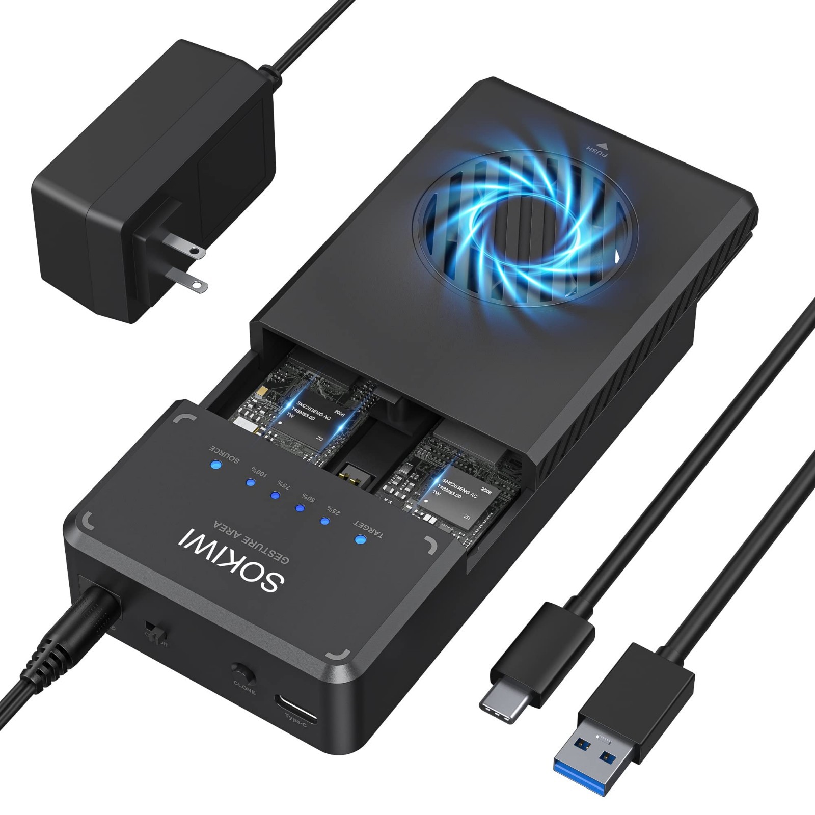 10Gbps USB 3.2 NVMe M.2 SSD Enclosure & Duplicator - Fast Data Transfer, Portabl