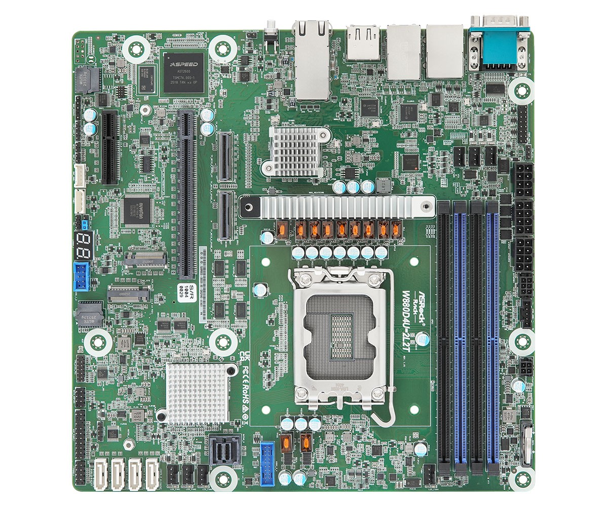 ASRock Rack Micro-ATX Server Board DDR5 PCIe 5.0 Dual 10GbE IPMI W880D4U-2L2T