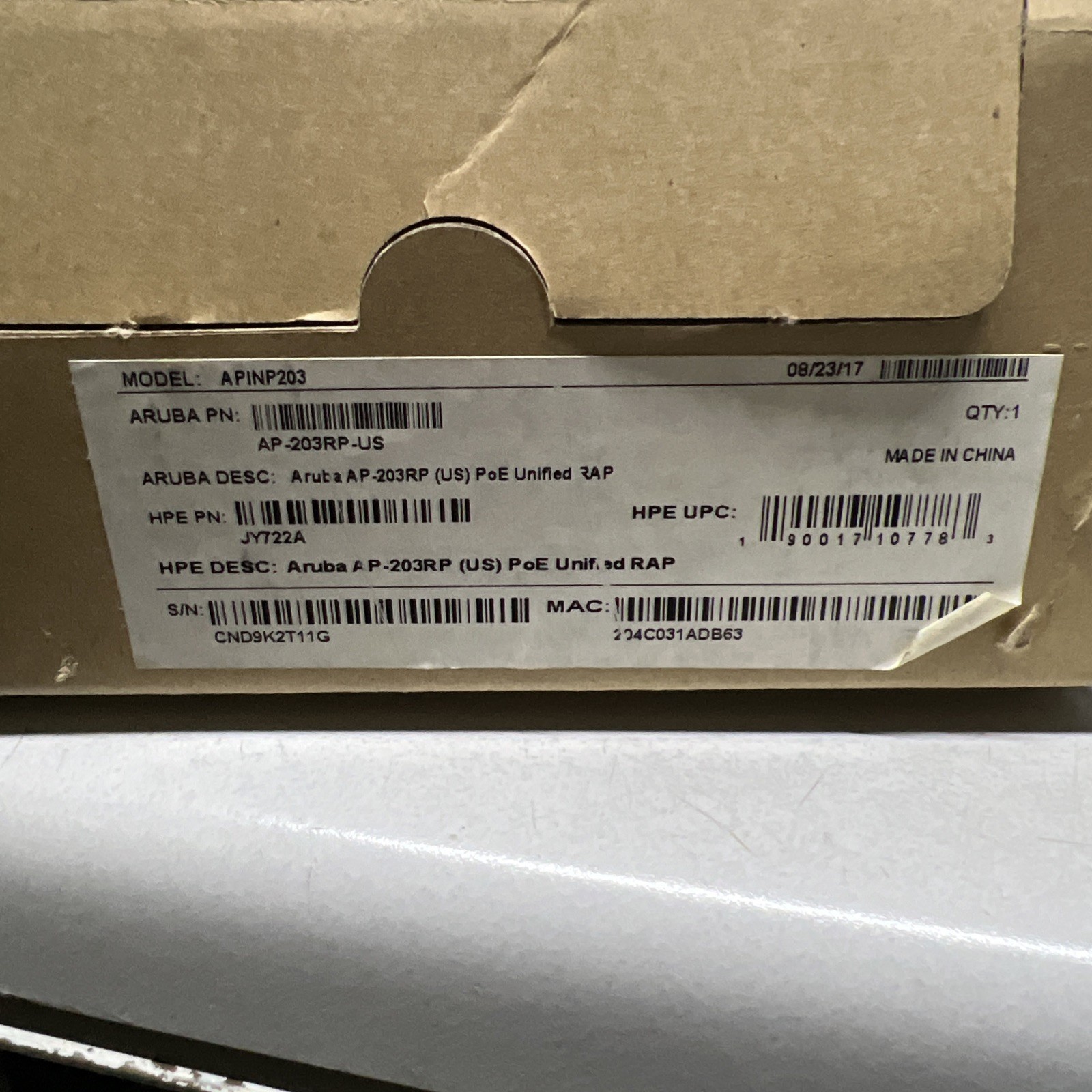 HPE Aruba JY722A AP-203RP-US PoE Unified RAP Wireless Access Point (APINP203)