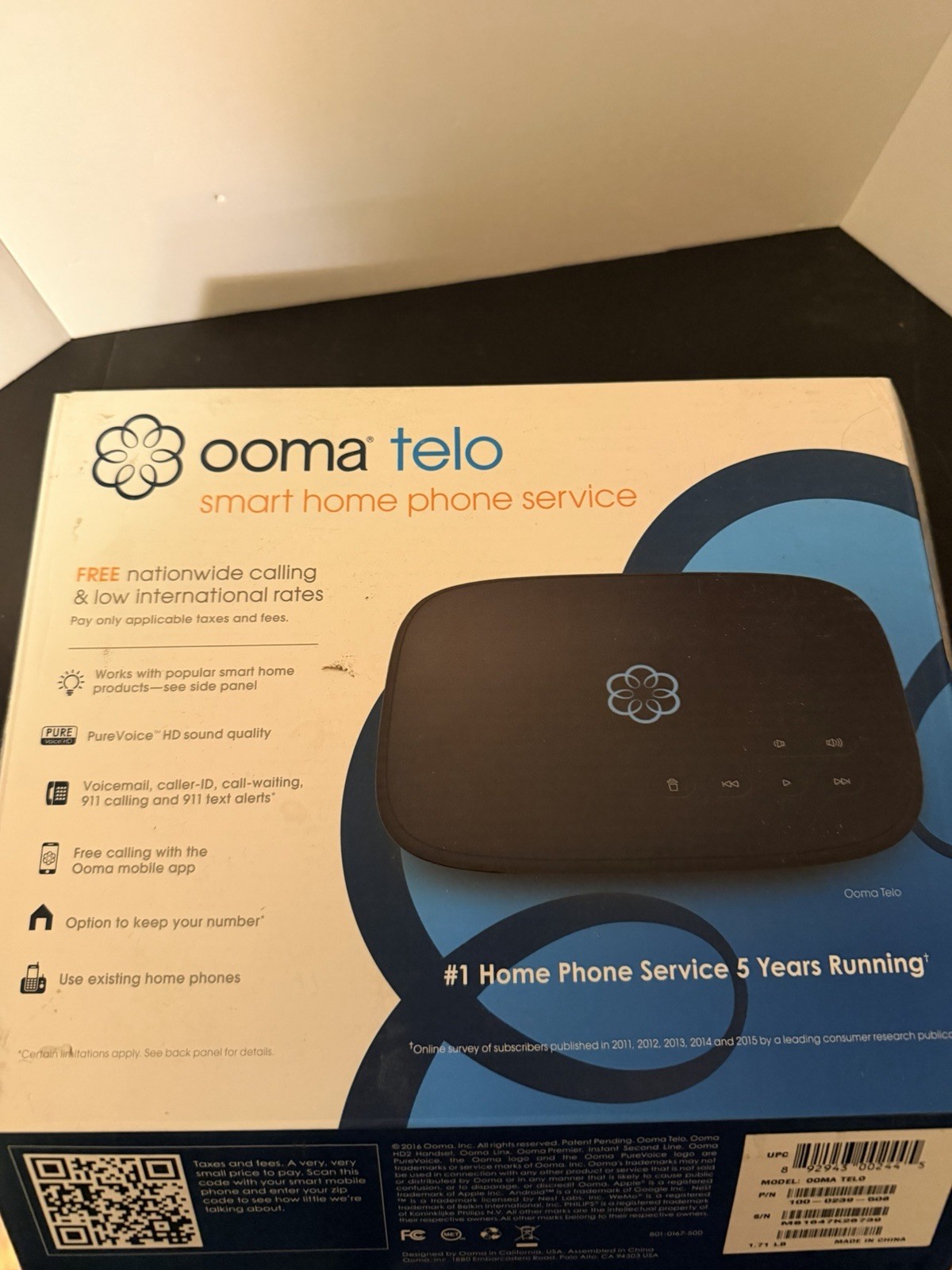 Ooma Telo VoIP Smart Home Phone Service Base Station - Open Box / Unused Sealed