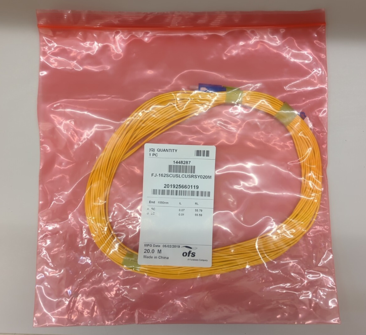 OFS 20 Meter SC To LC Single Mode Fiber Patch Cable