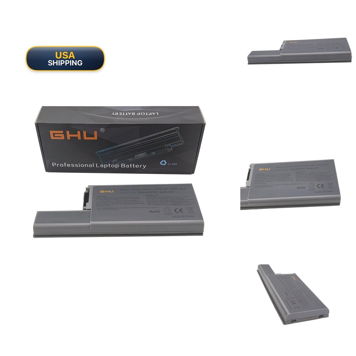 GHU Battery 87 WH Replacement CF623 DF192 MM165 WN979 312-0538 Compatible