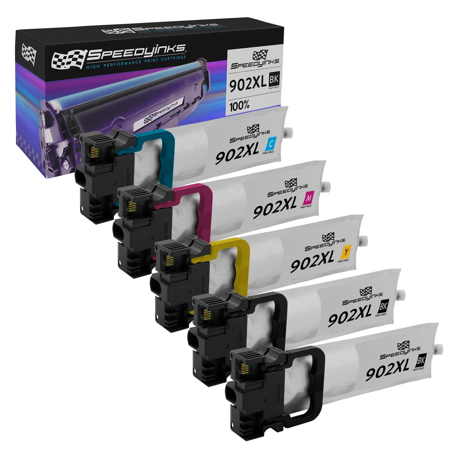 Reman Ink Cartridges for Epson 902XL High Capacity (2 B, C, M, Y, 5-Pk)