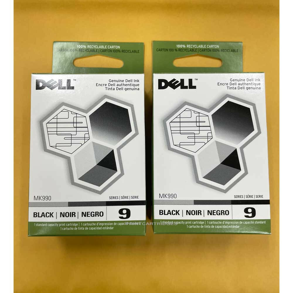 2-pack Genuine Dell 9 Black MK990 Ink Cartridges For 926 V305 V305w Printers