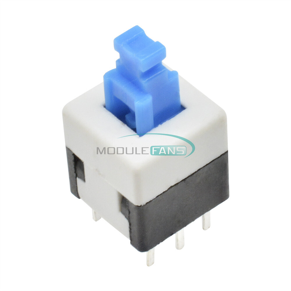 20PCS Blue Cap Self-locking Type Square Blue Button Switch Control 8X8mm