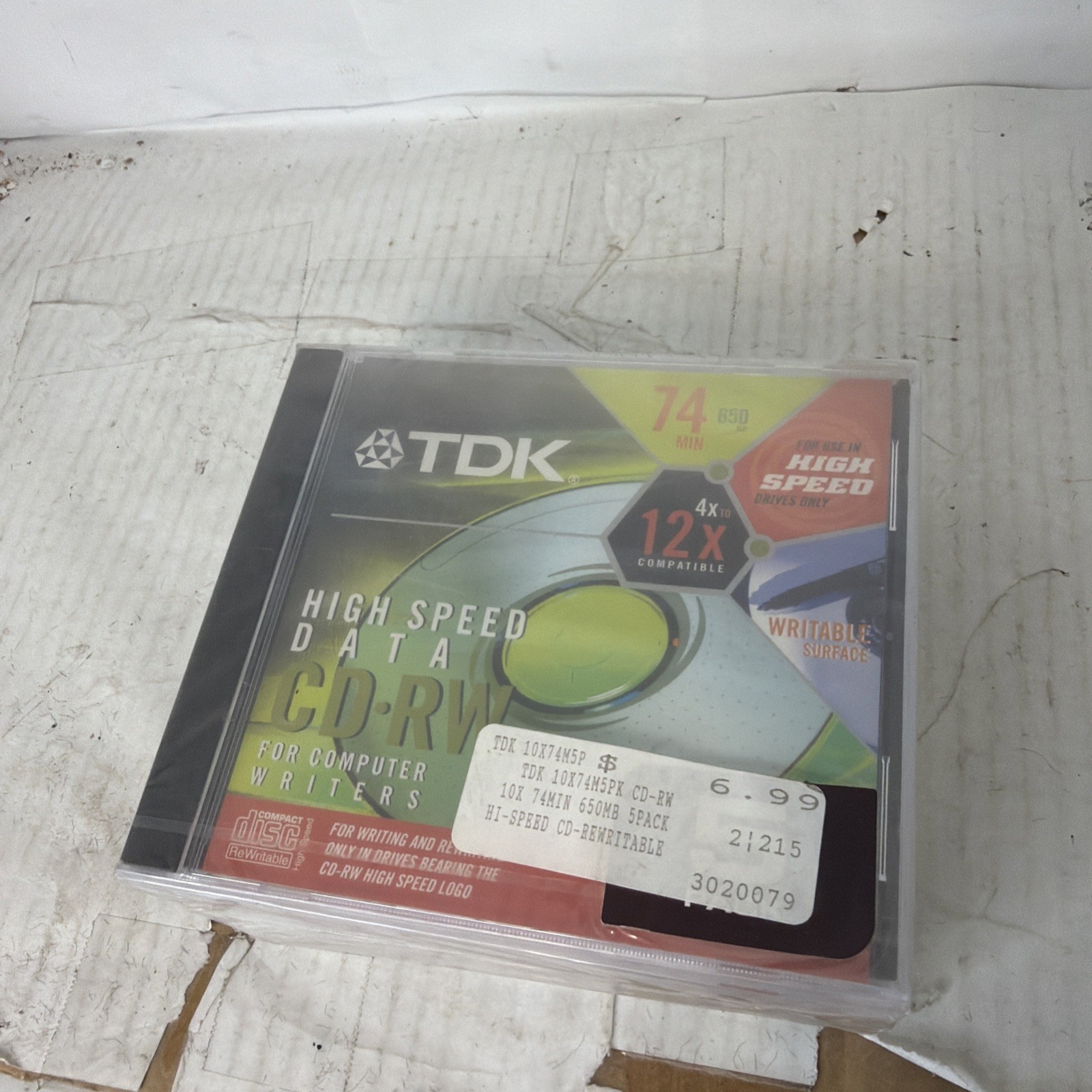 Lot Of 5 TDK High-Speed CD-RW 650MB 74Min Rewritable Data Discs 4-12x New Sealed