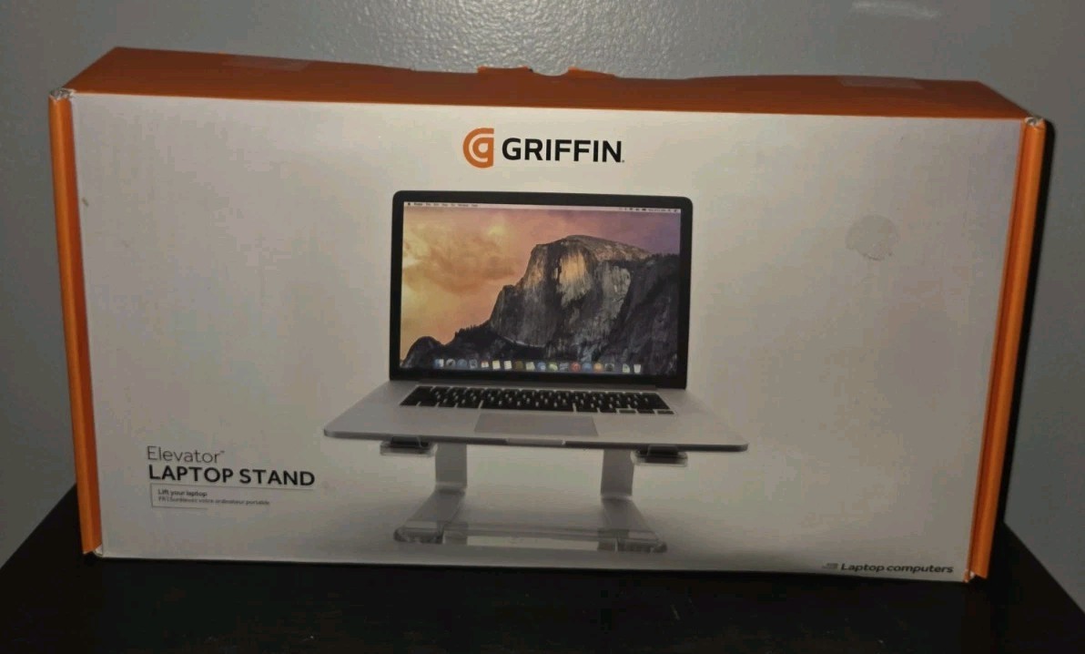 Griffin Elevator Desktop Stand for Laptops PC Macbook Silver Riser New Open Box
