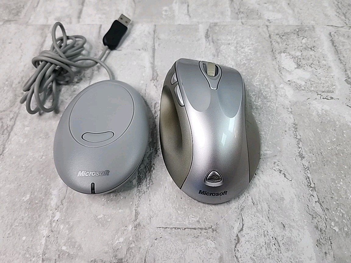 Microsoft Wireless Laser Mouse 6000 Silver Model 1052 w/ USB Receiver TESTED