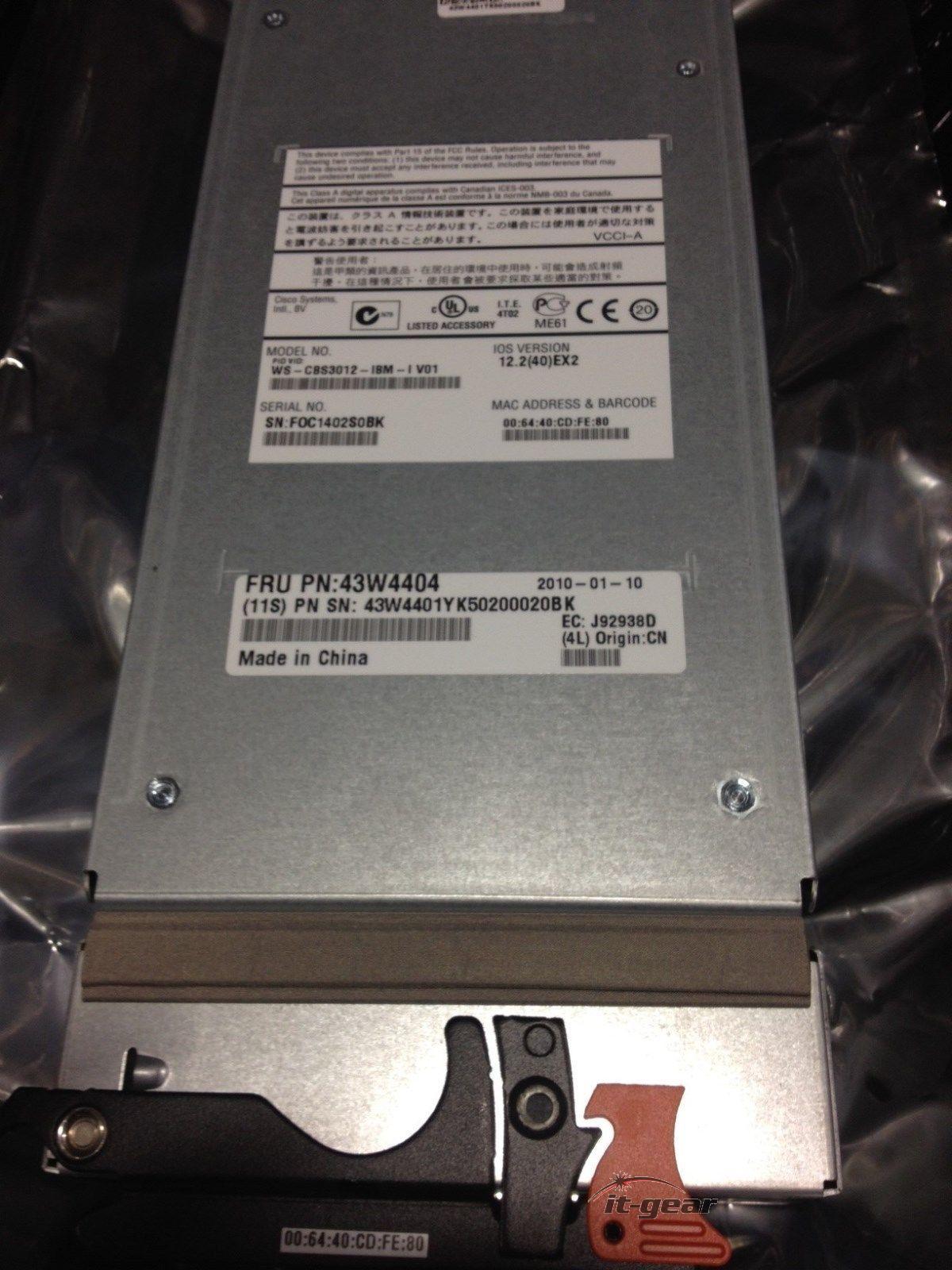 IBM BladeCenter 43W4404 43W4401 Cisco Switch Module 3012