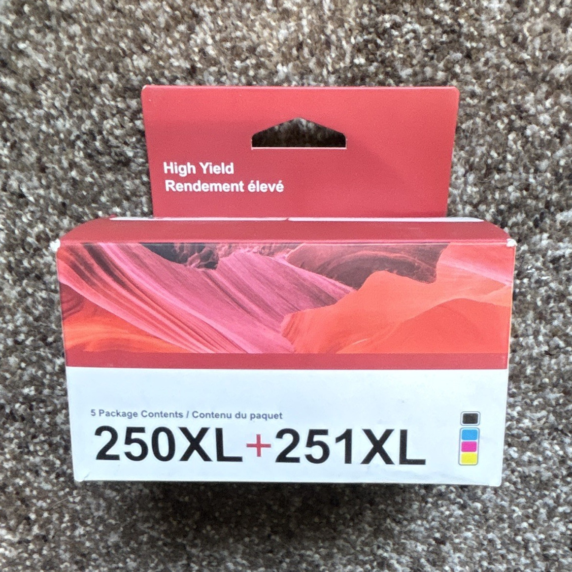 Acaves 250XL 251XL Compatible Inkjet Ink Cartridges for Canon 5-Pack BK C M Y