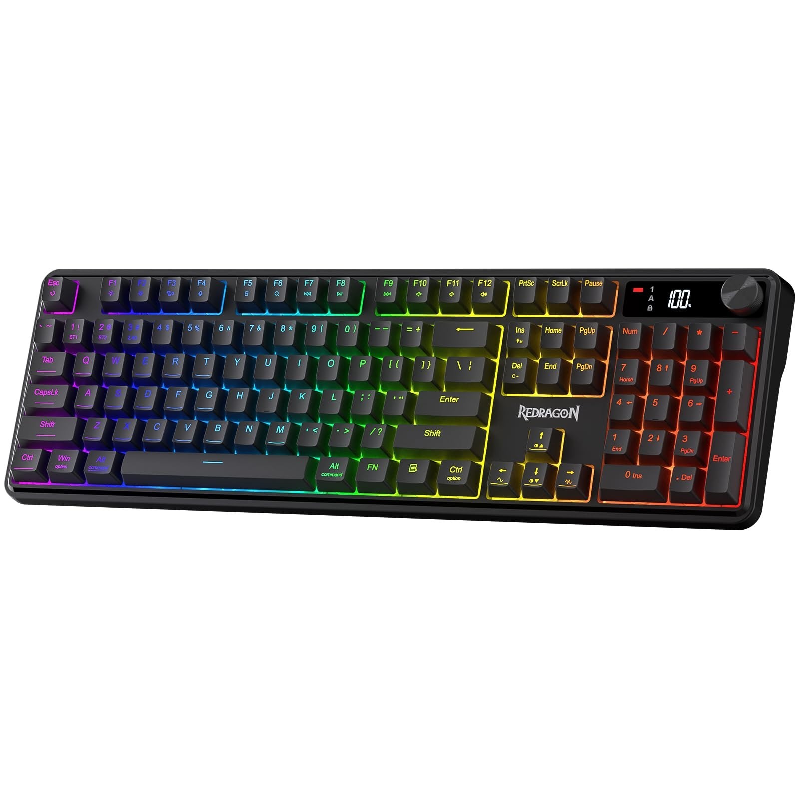 RGB Wireless Gaming Keyboard, 104 Keys Mechanical-Feel, LED Display, Backlit Con