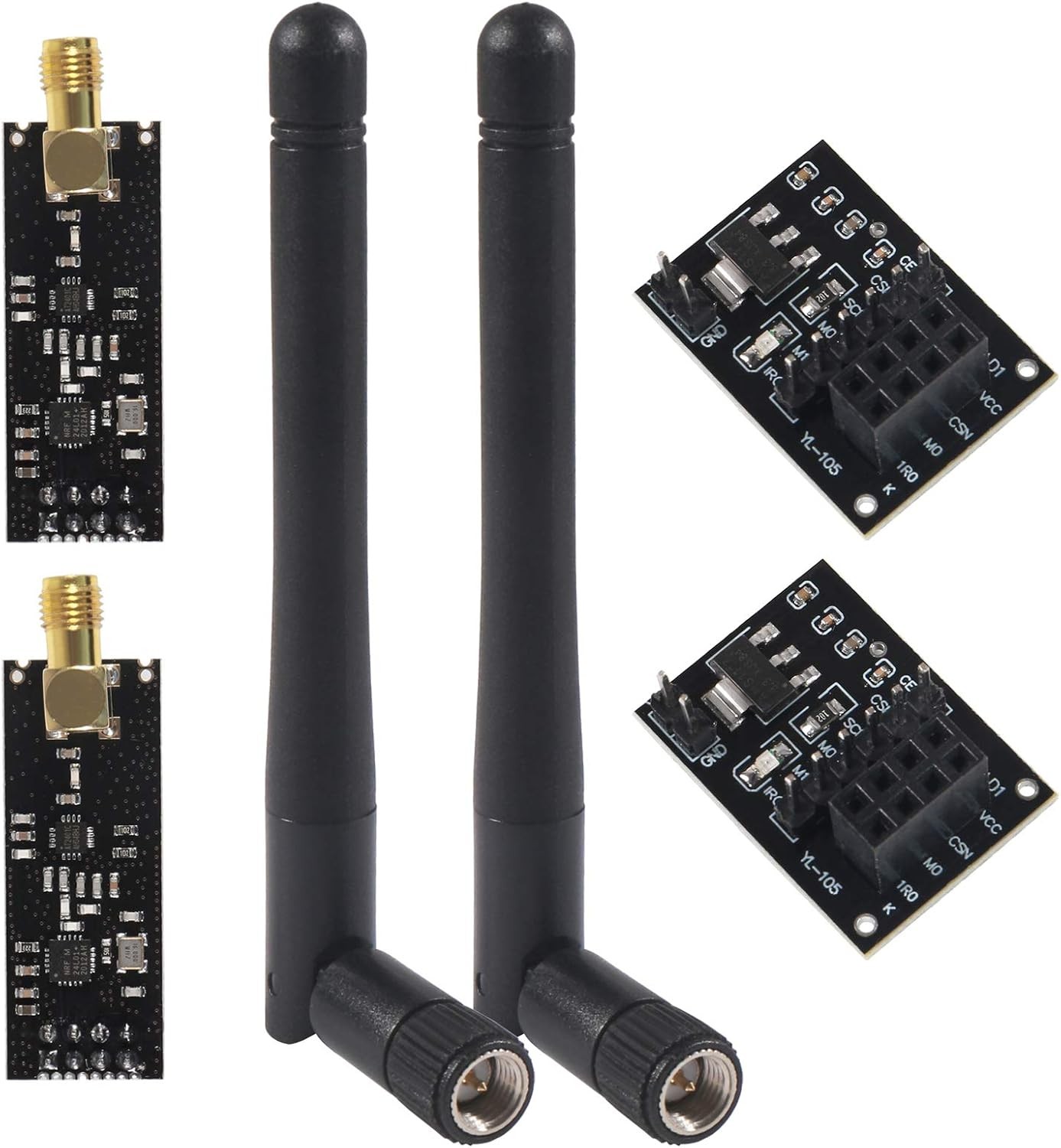 2Pcs NRF24L01+PA+LNA RF Wirelessa Transceiver Module with SMA Antenna 2.4G...