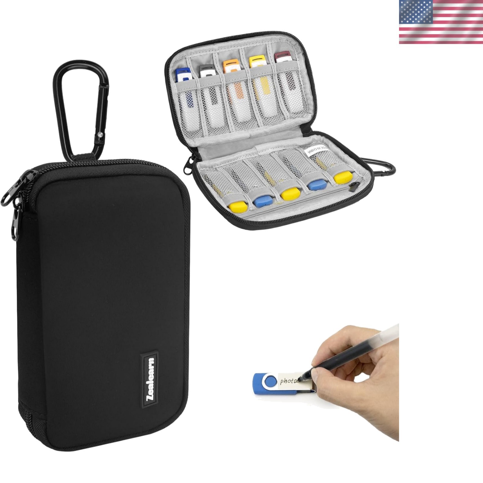 Flash Drive Storage Case with 10 Slots & Labels - Perfect for Travel & Home