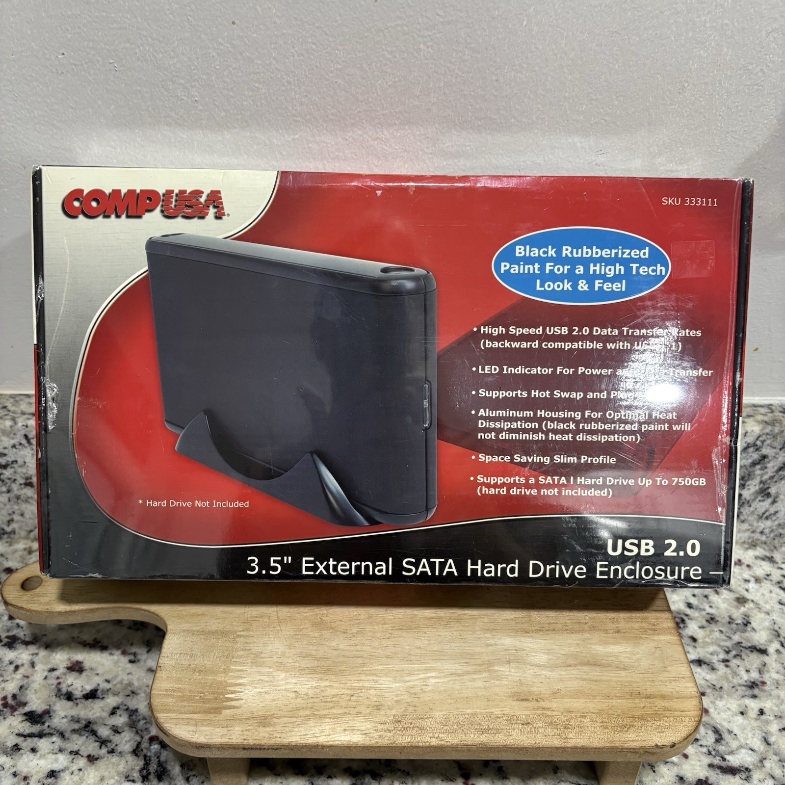 CompUSA 3.5” External SATA Hard Drive Enclosure - NIB/ SEALED - USB 2.0