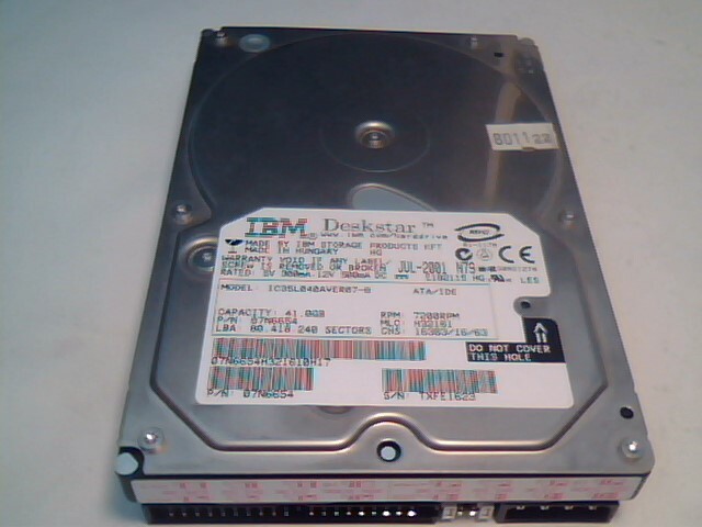 Hard Disk Drive IDE 40pin IBM DeskStar IC35L040AVER07-0 41GB 07N6654 ✅TESTED