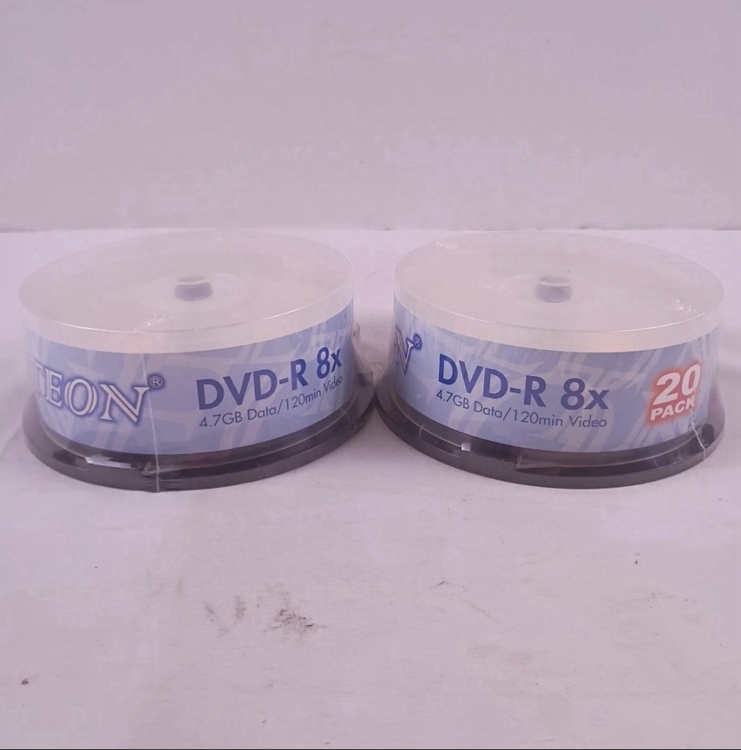 Teon DVD-R 8x 4.7GB Data 120 Min Video Two 20 Packs New and Sealed