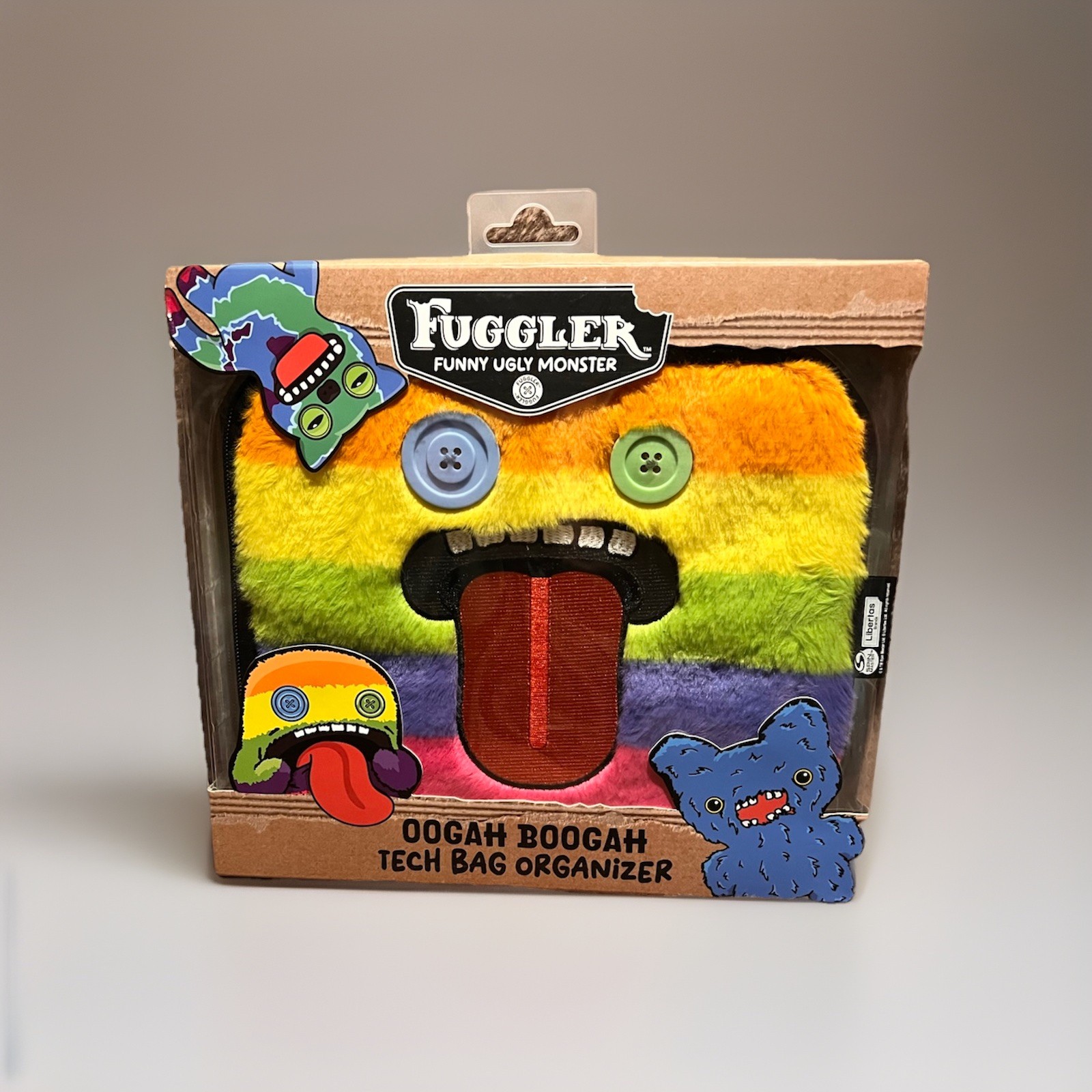 Fuggler Oogah Boogah Tech Bag Organizer Furry Plush Zipper Case Rainbow New 2026