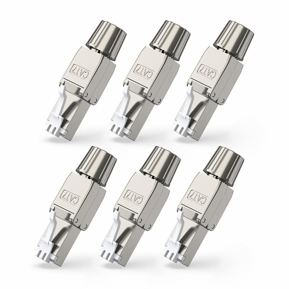 6 PCS CAT7 CAT6A RJ45 Connector ToolFree Shielded Ethernet Termination Plug