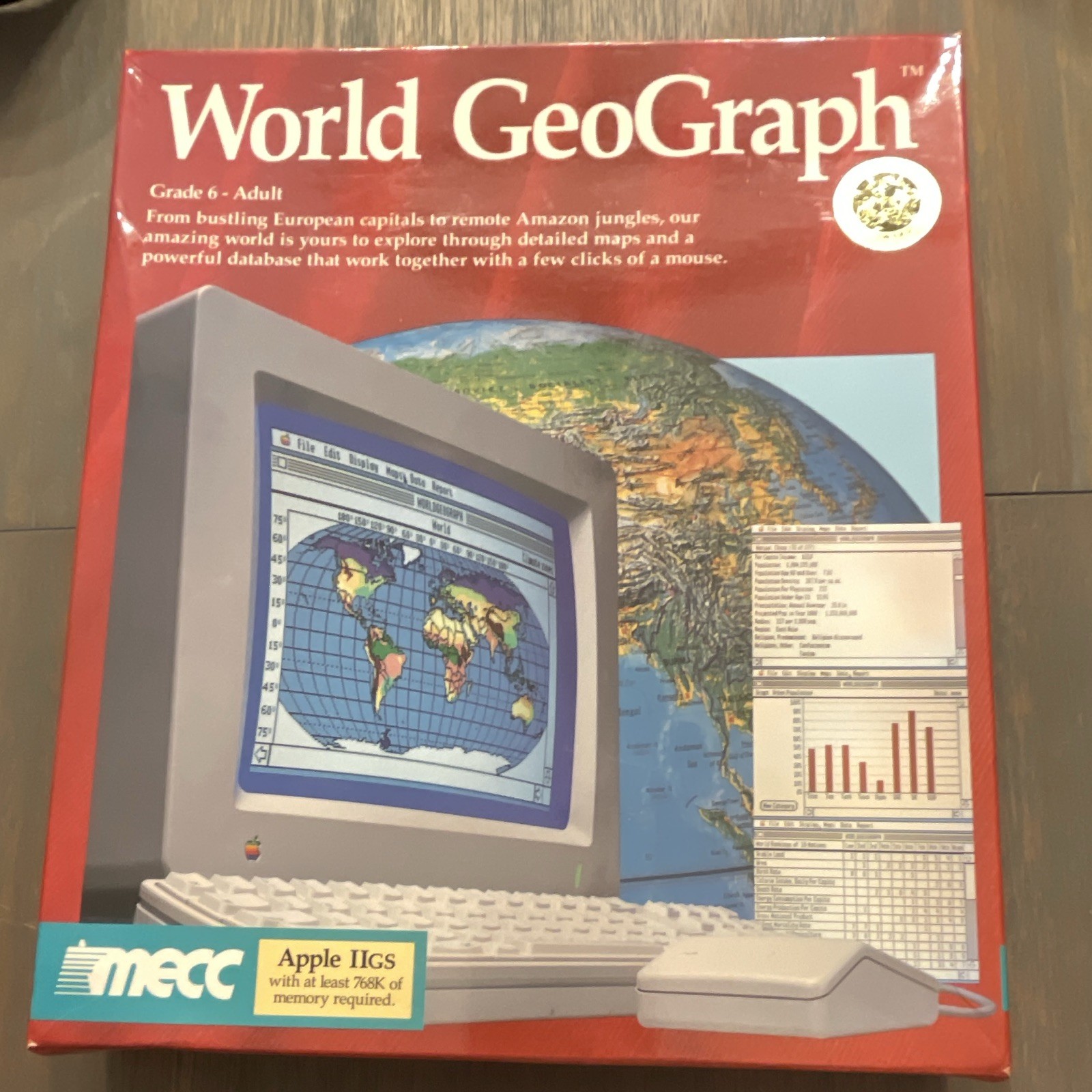 Vintage MECC World GeoGraph Apple II Software Set w/ Disks & Manual