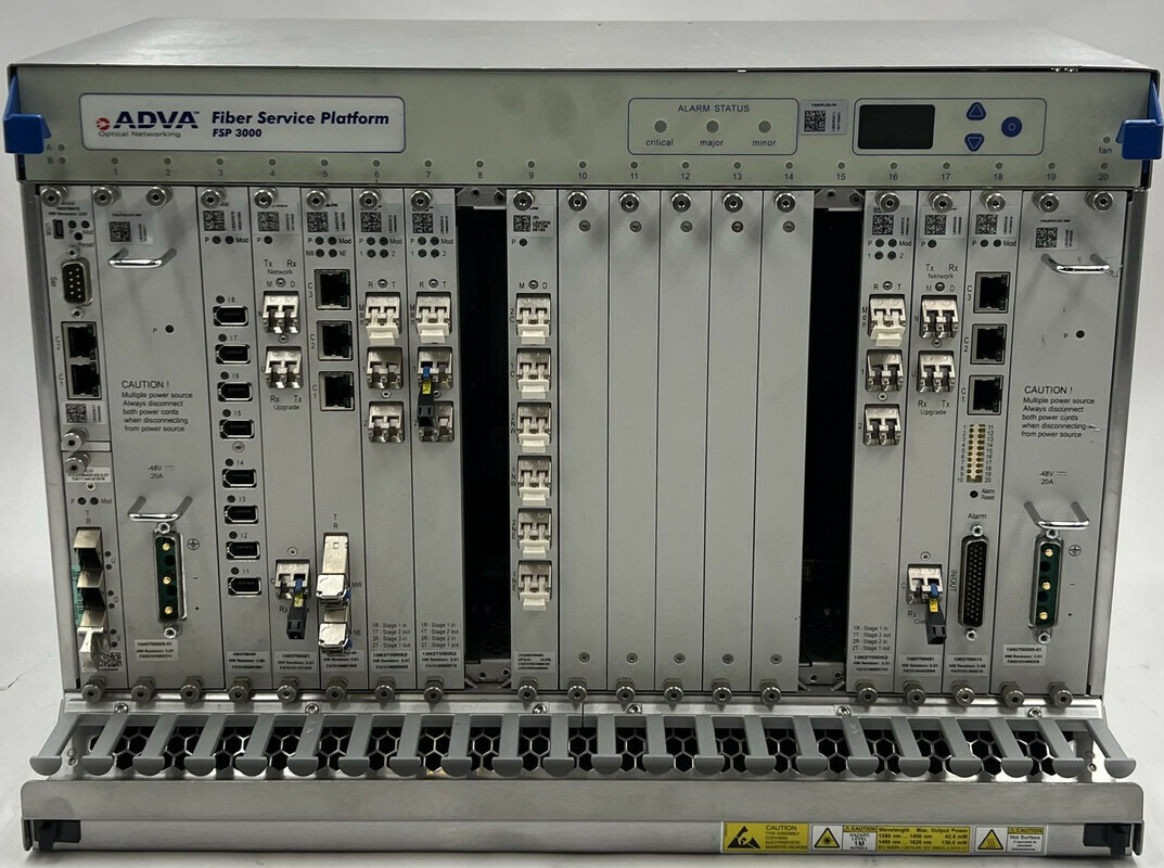 ADVA FIBER SERVICE PLATFORM FSP 3000R7-7HU 1078800021-02 SHELF 3*1063709052 ++