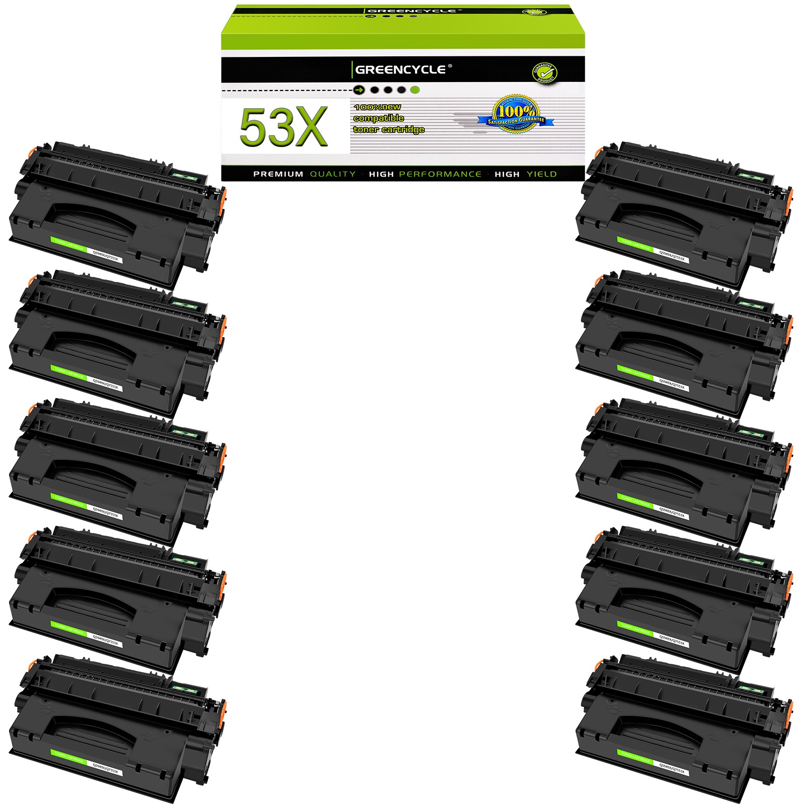 GREENCYCLE 10PK Q7553X 53X Toner For HP Laserjet P2014 P2015 M2727 MFP M2727nf