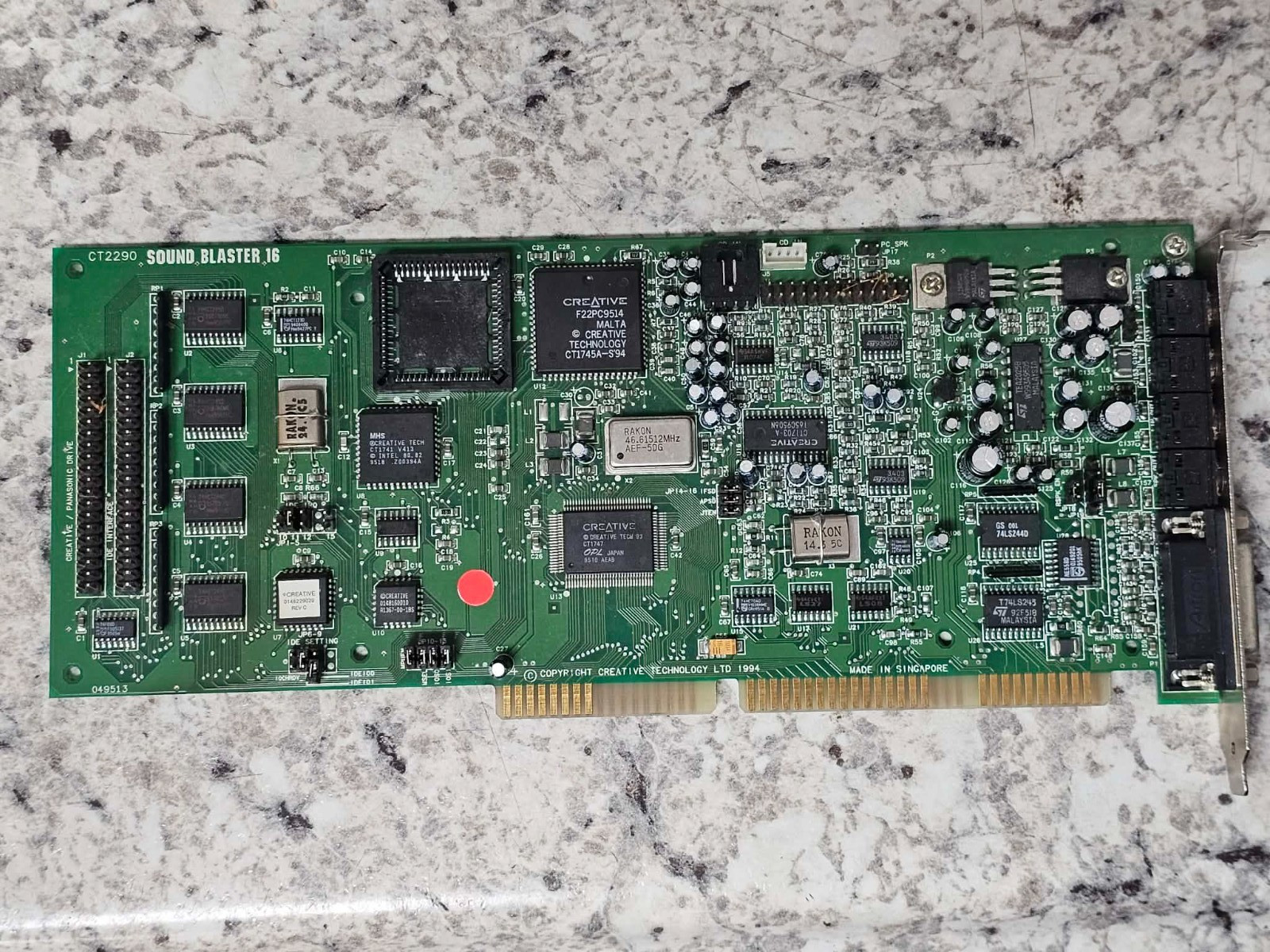 Vintage Retro Gaming Rare Tested Creative Soundblaster 16 CT2290 ISA Soundcard