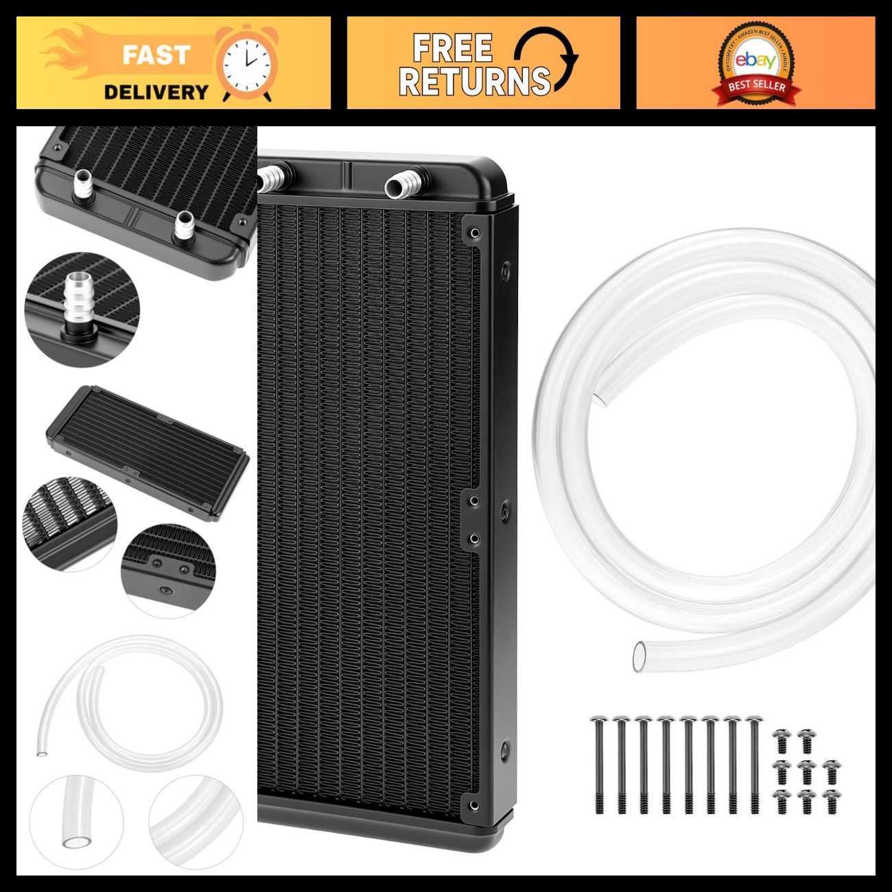 240mm Water Cooling Radiator - Pure Copper Heat Exchanger for PC CPU VGA Liquid
