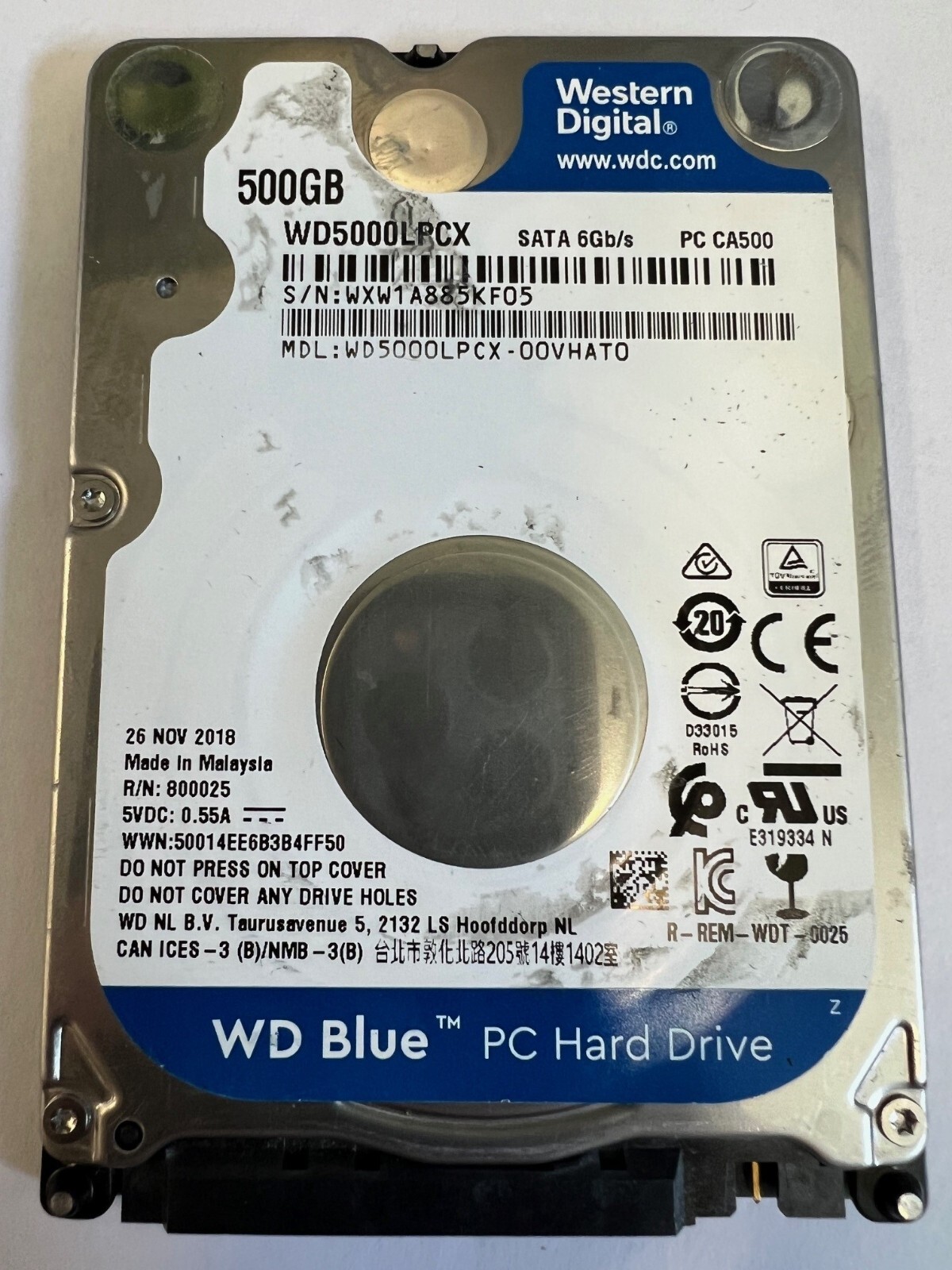 WD5000LPCX-00VHAT0 500Gb Hard Drive for Data Recovery & General  PCB 2060-800025