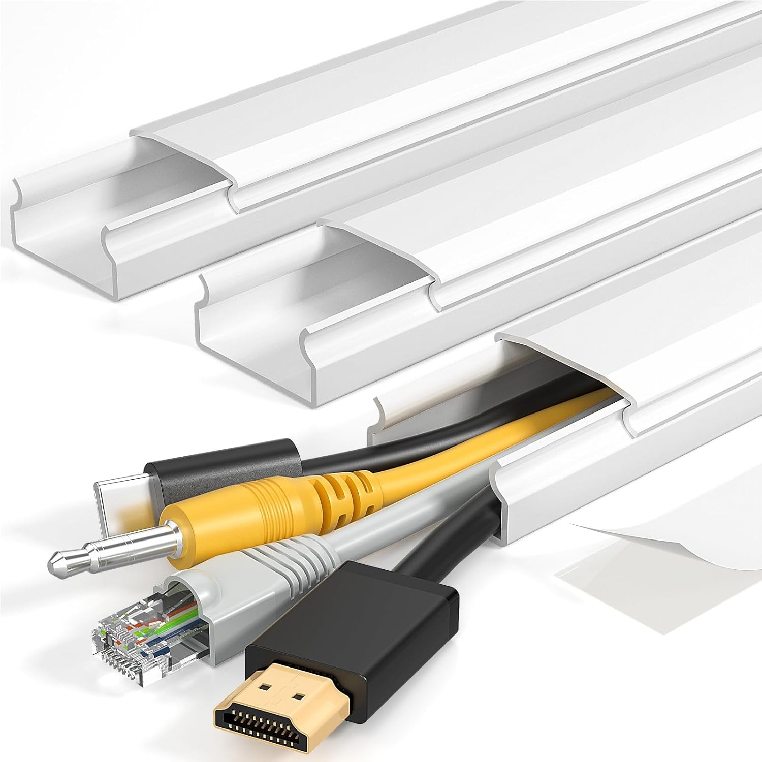 Yecaye TV Cord Hider Wall Mounted Cable Raceway Cover White 42in