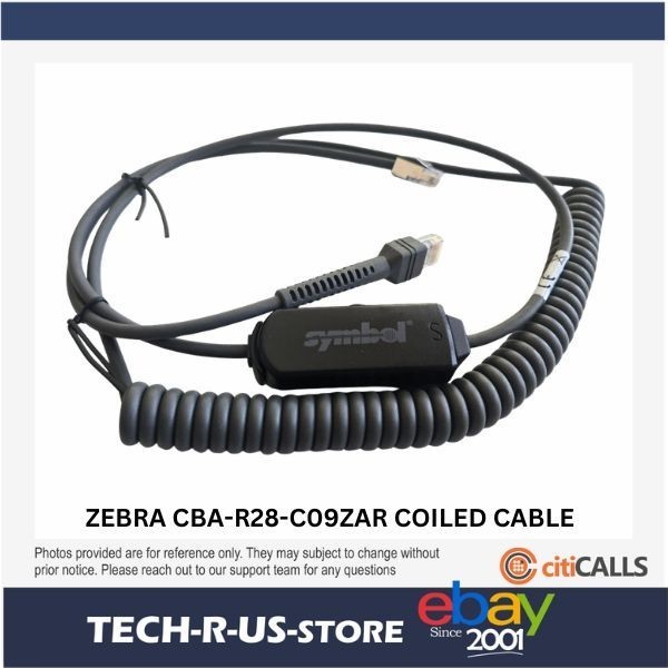 Zebra CBA-R28-C09ZAR 9FT Verifone RS232 Coiled Cable RJ45 mini-DIN Male Serial