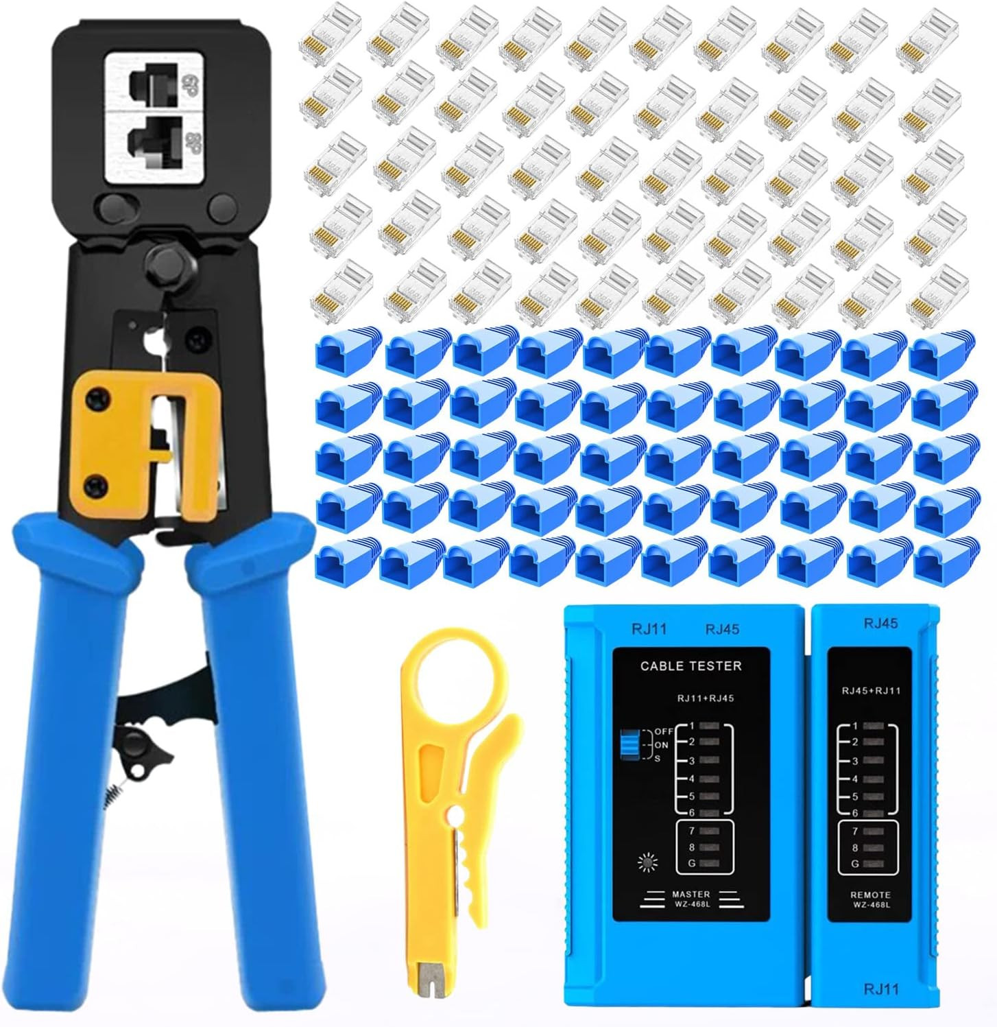 Gaobige Rj45 Crimping Tool for Cat6 Cat5E Cat5, Sturdy Pass through Crimper