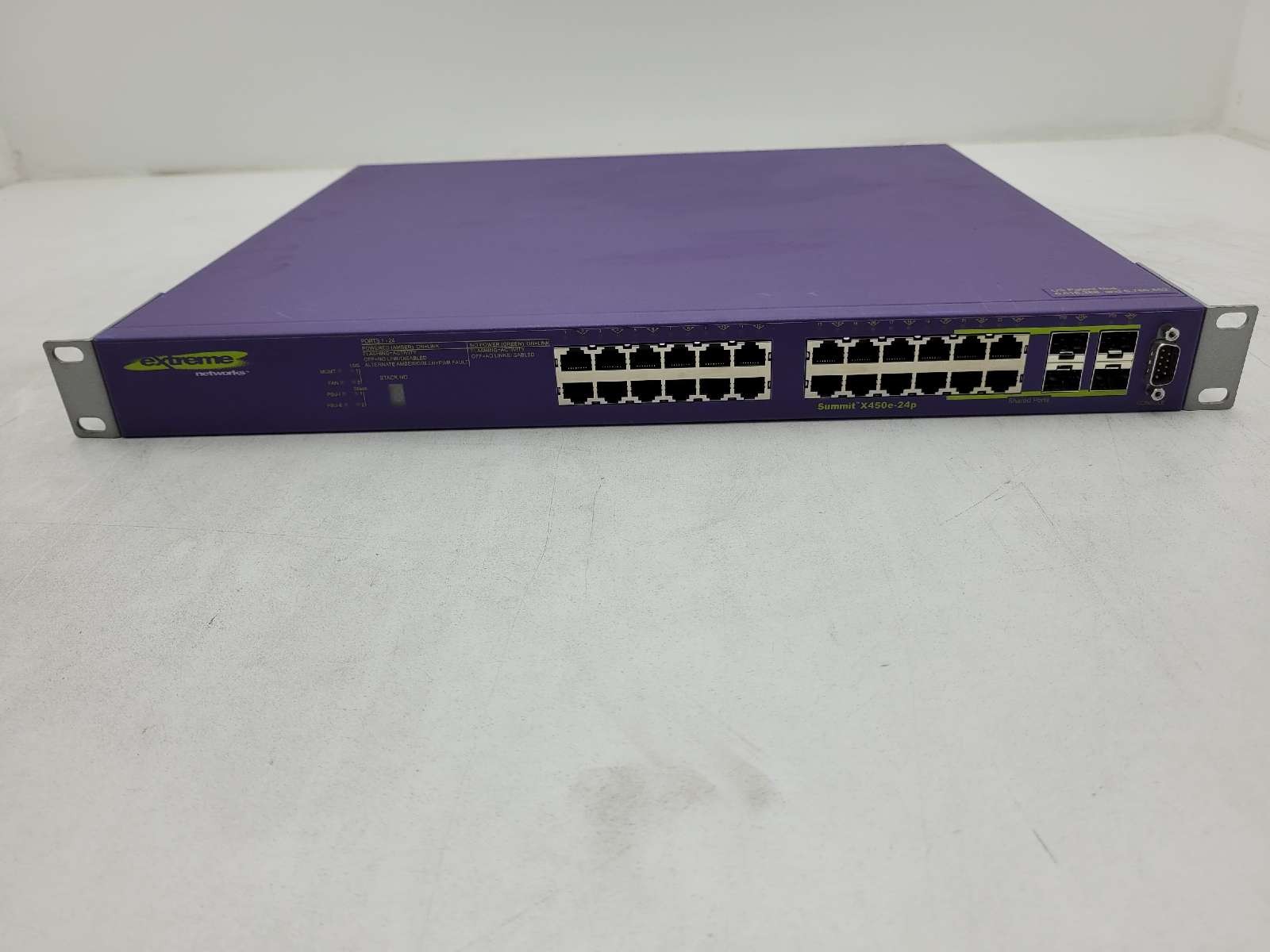 Extreme Networks Summit X450e-24p 24-Port 4xSFP Network Switch P/N: 16142 Tested