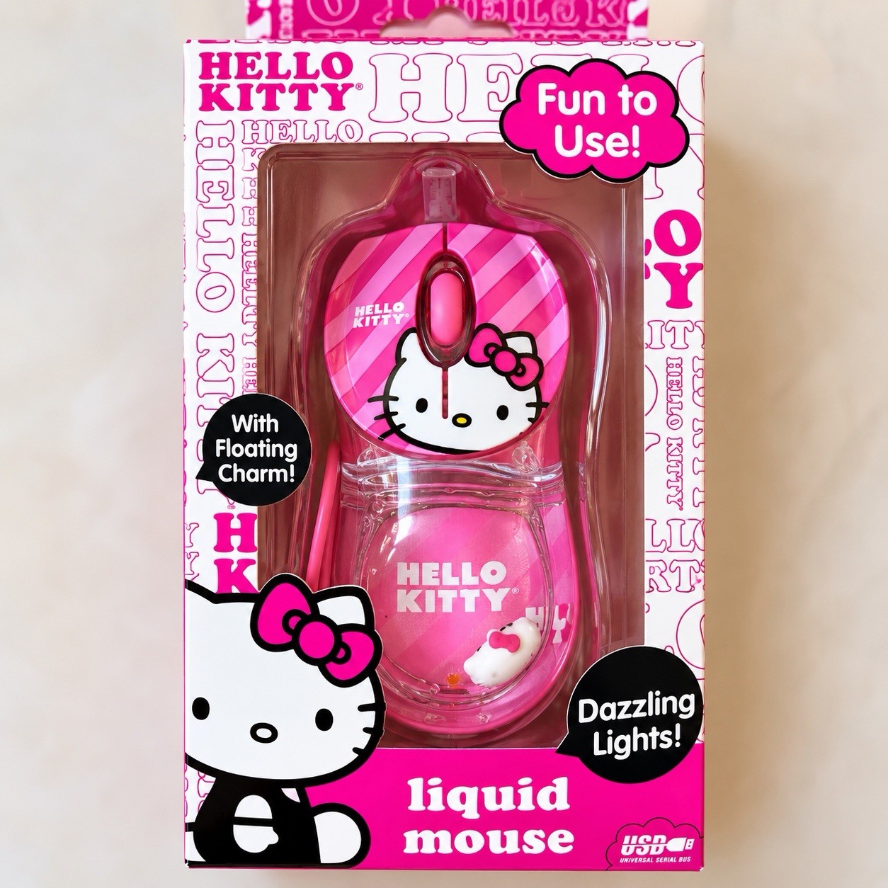 Hello Kitty Sanrio Pink USB Optical Computer Mouse 2012 Sakar Open Box