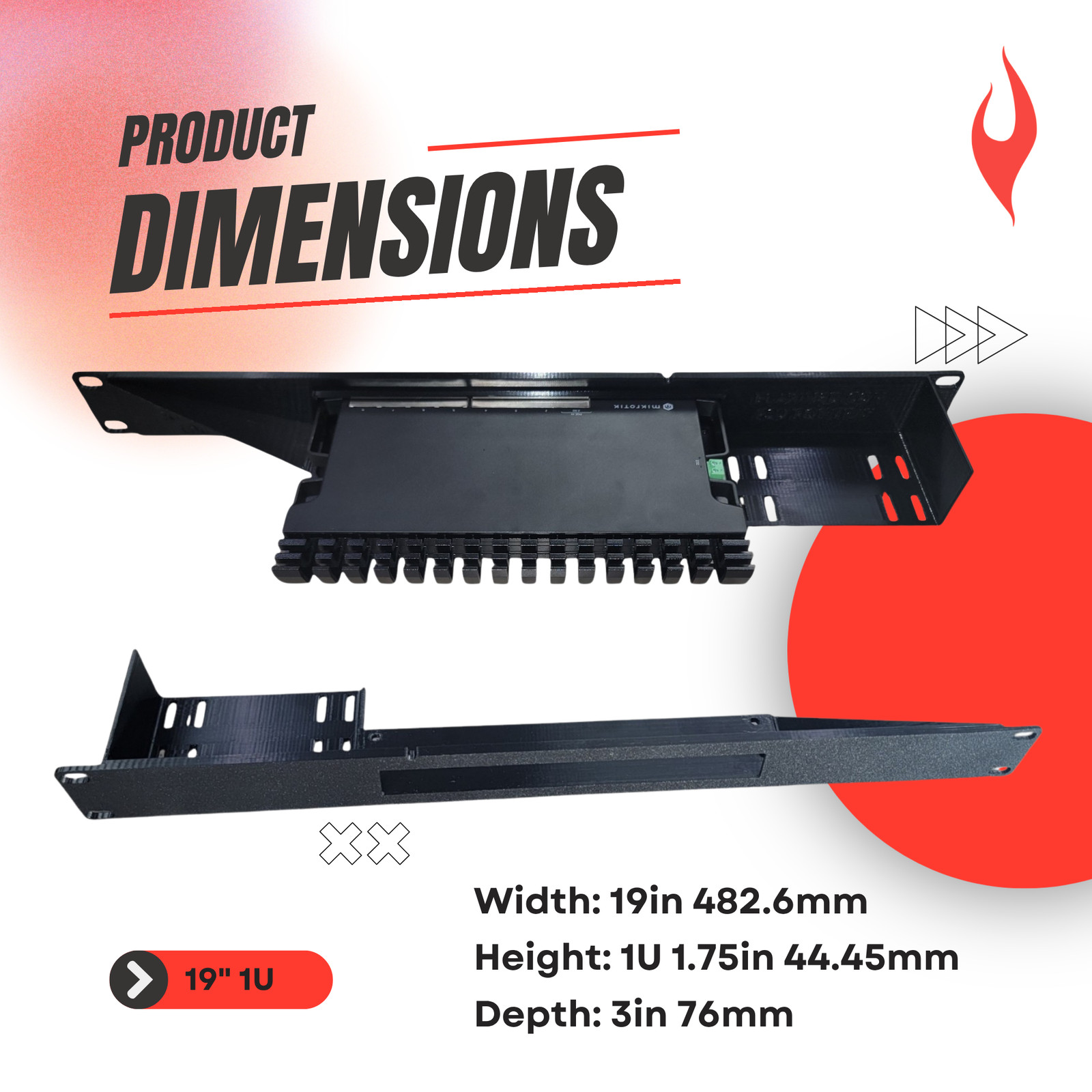 19" Rack Mount for MikroTik RB5009 & L009 Series RB5009UG+S+IN, RB5009UPr+S+IN